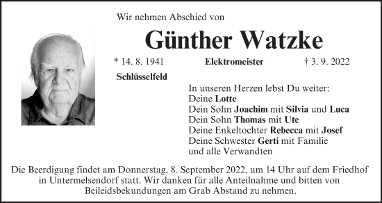 Anzeige von Günther Watzke von MGO