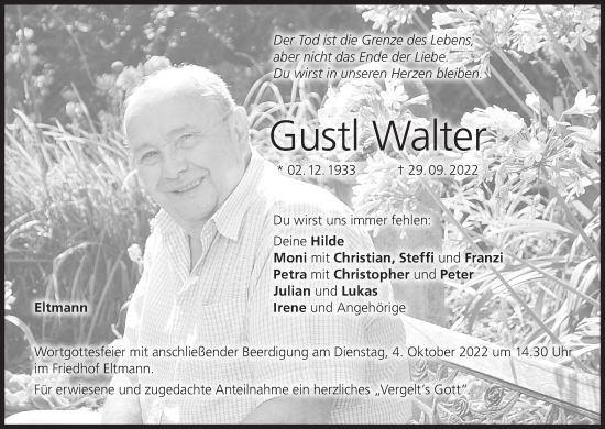 Anzeige von Gustl Walter von MGO
