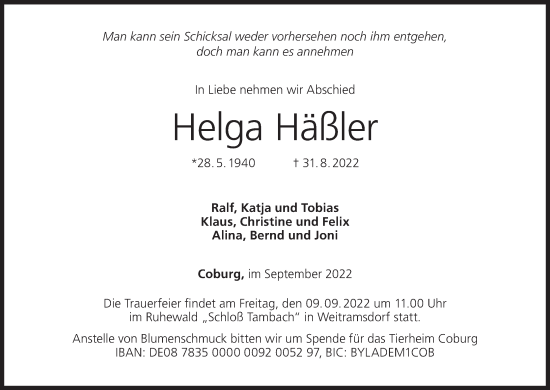 Anzeige von Helga Häßler von MGO