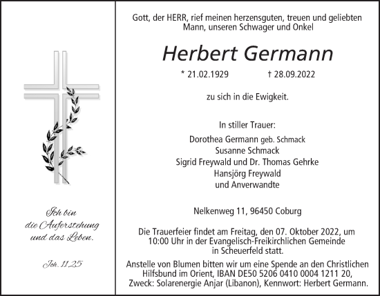 Anzeige von Herbert Germann von MGO