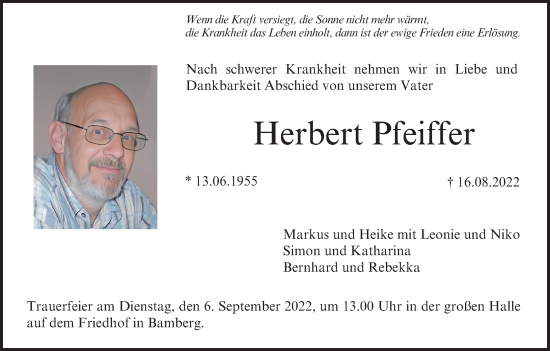 Anzeige von Herbert Pfeiffer von MGO