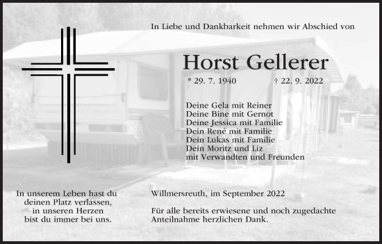 Anzeige von Horst Gellerer von MGO