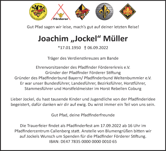 Anzeige von Joachim Müller von MGO