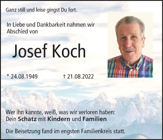 Anzeige von Josef Koch von MGO