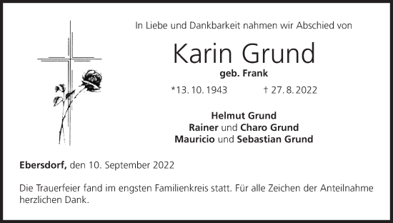 Anzeige von Karin Grund von MGO