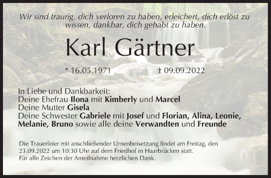 Anzeige von Karl Gärtner von MGO