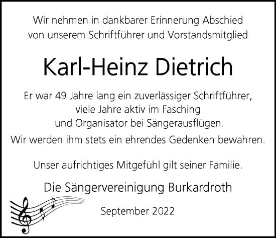 Anzeige von Karl-Heinz Dietrich von MGO