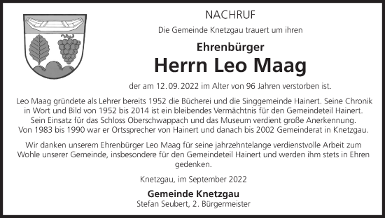 Anzeige von Leo Maag von MGO