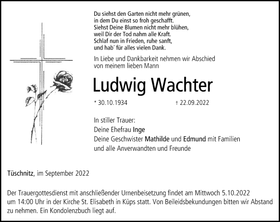 Anzeige von Ludwig Wachter von MGO