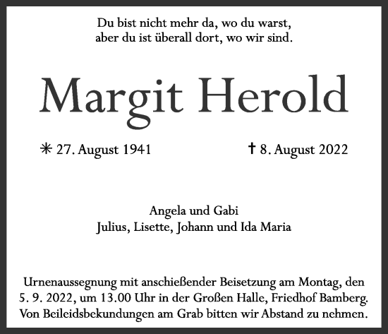 Anzeige von Margit Herold von MGO