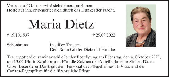Anzeige von Maria Dietz von MGO