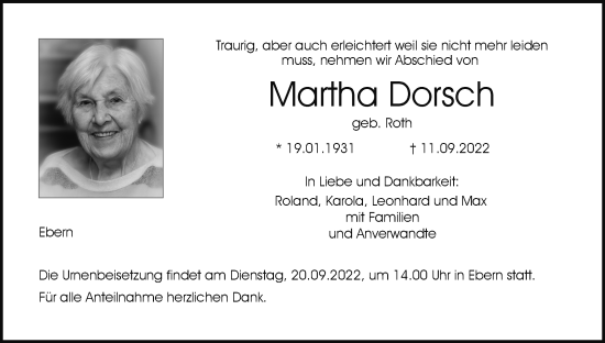 Anzeige von Martha Dorsch von MGO