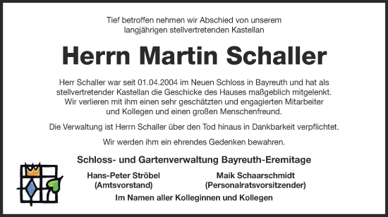 Anzeige von Martin Schaller von MGO