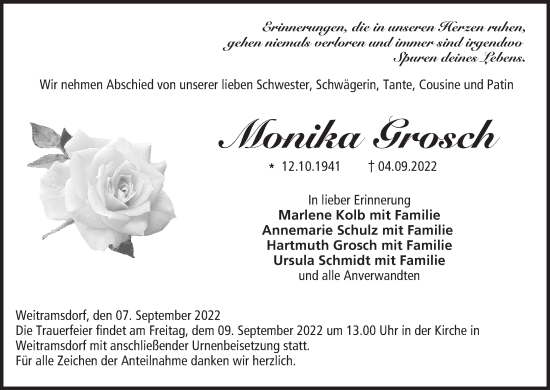 Anzeige von Monika Grosch von MGO