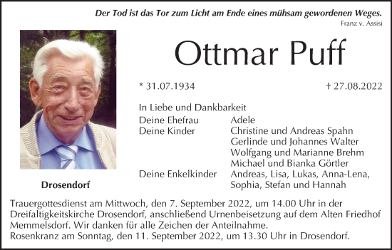 Anzeige von Ottmar Puff von MGO