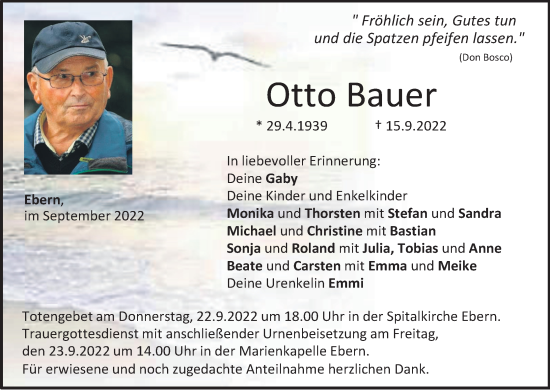 Anzeige von Otto Bauer von MGO