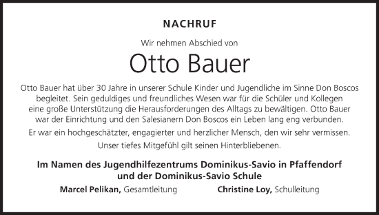 Anzeige von Otto Bauer von MGO