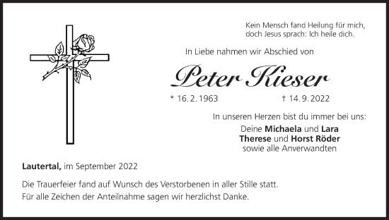 Anzeige von Peter Kieser von MGO
