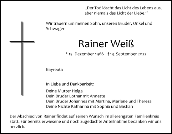 Anzeige von Rainer Weiß von MGO