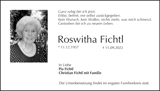 Anzeige von Roswitha Fichtl von MGO