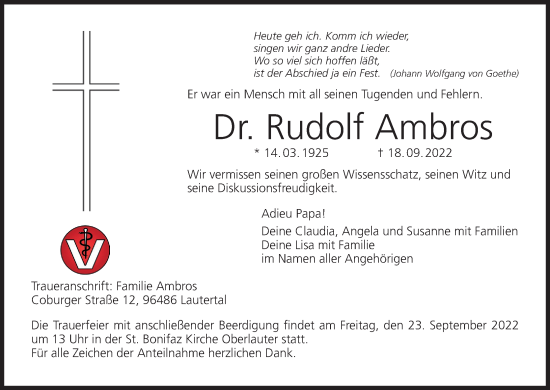 Anzeige von Rudolf Ambros von MGO