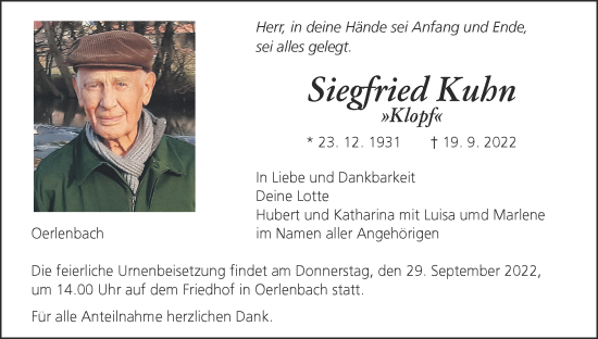 Anzeige von Siegfried Kuhn von MGO