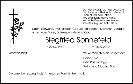 Anzeige von Siegfried Sonnefeld von MGO