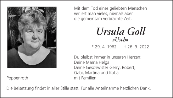 Anzeige von Ursula Goll von MGO