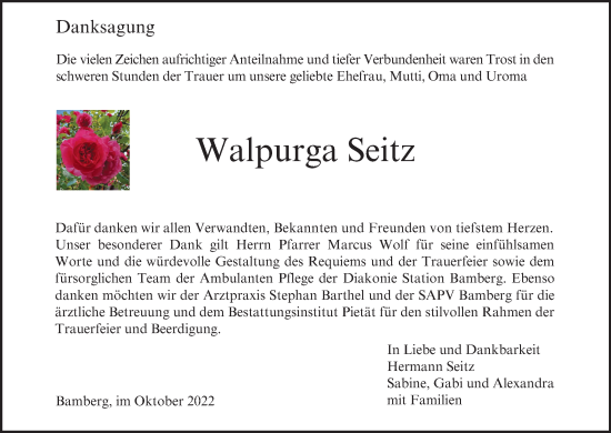 Anzeige von Walpurga Seitz von MGO