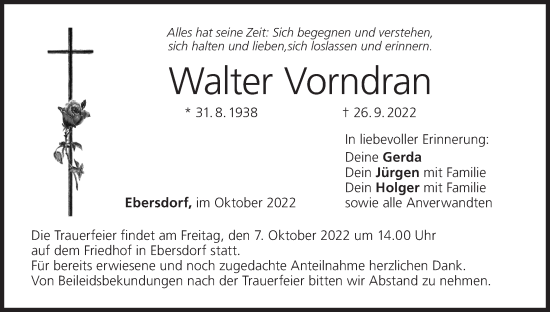 Anzeige von Walter Vorndran von MGO