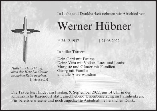 Anzeige von Werner Hübner von MGO