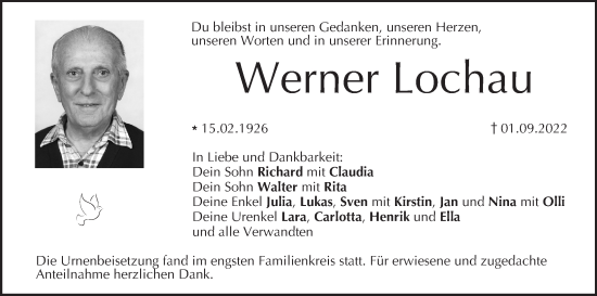 Anzeige von Werner Lochau von MGO