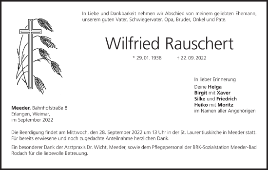 Anzeige von Wilfried Rauschert von MGO
