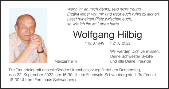 Anzeige von Wolfgang Hilbig von MGO