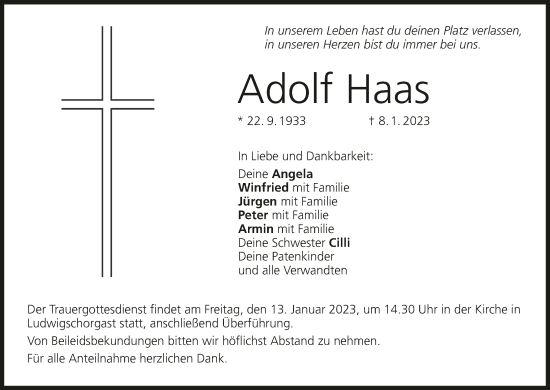 Anzeige von Adolf Haas von MGO