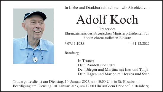 Anzeige von Adolf Koch von MGO
