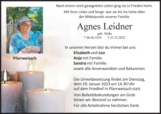 Anzeige von Agnes Leidner von MGO