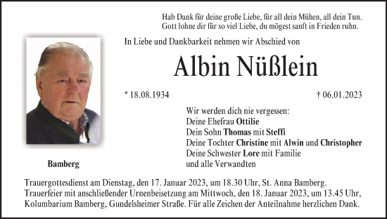 Anzeige von Albin Nüßlein von MGO