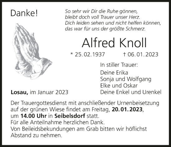 Anzeige von Alfred Knoll von MGO