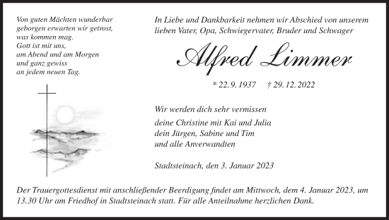 Anzeige von Alfred Limmer von MGO