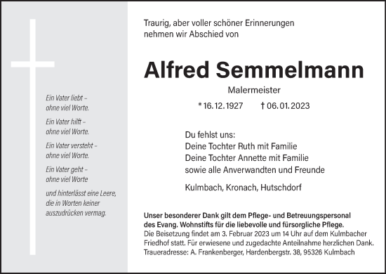 Anzeige von Alfred Semmelmann von MGO