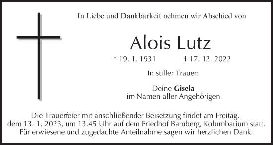 Anzeige von Alois Lutz von MGO