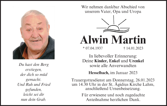 Anzeige von Alwin Martin von MGO