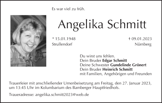 Anzeige von Angelika Schmitt von MGO