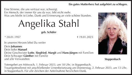 Anzeige von Angelika Stahl von MGO