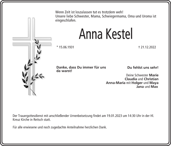 Anzeige von Anna Kestel von MGO