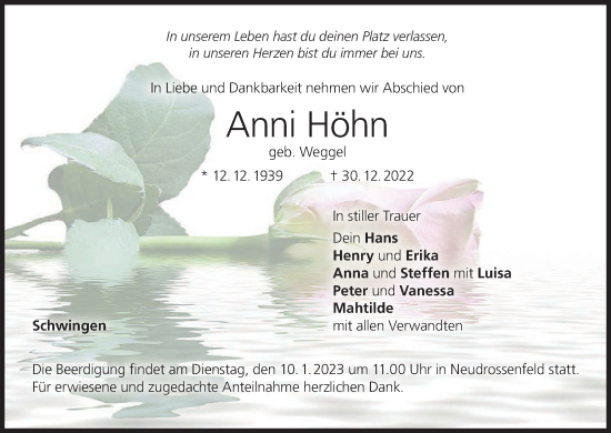 Anzeige von Anni Höhn von MGO