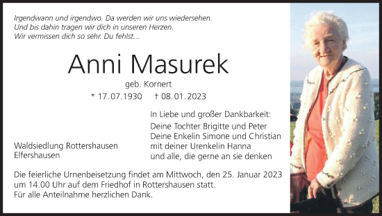 Anzeige von Anni Masurek von MGO