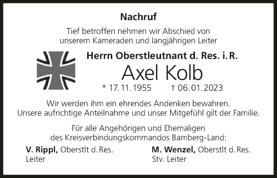 Anzeige von Axel Kolb von MGO