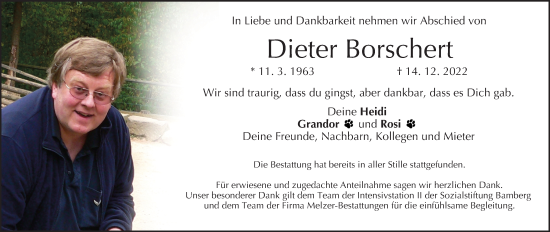 Anzeige von Dieter Borschert von MGO